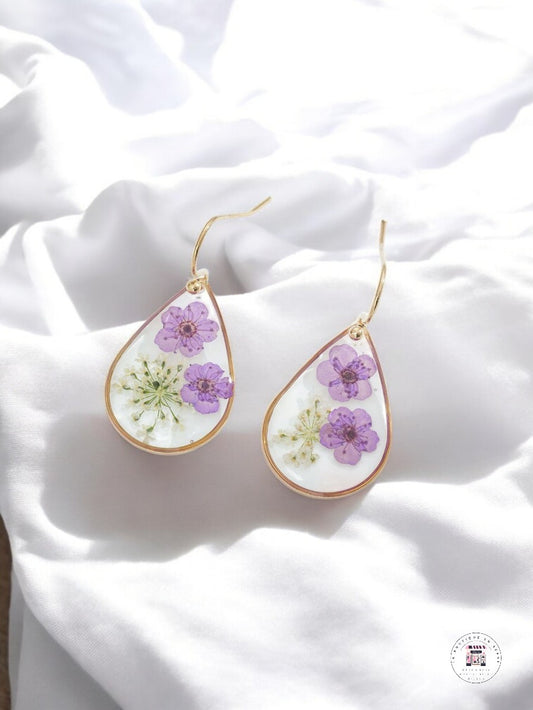 Boucles d’oreilles créoles fleurs séchées