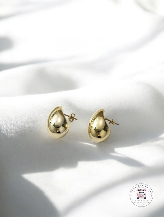 Boucles d'oreilles gouttes avec fermoir dorées argentées ou léopard