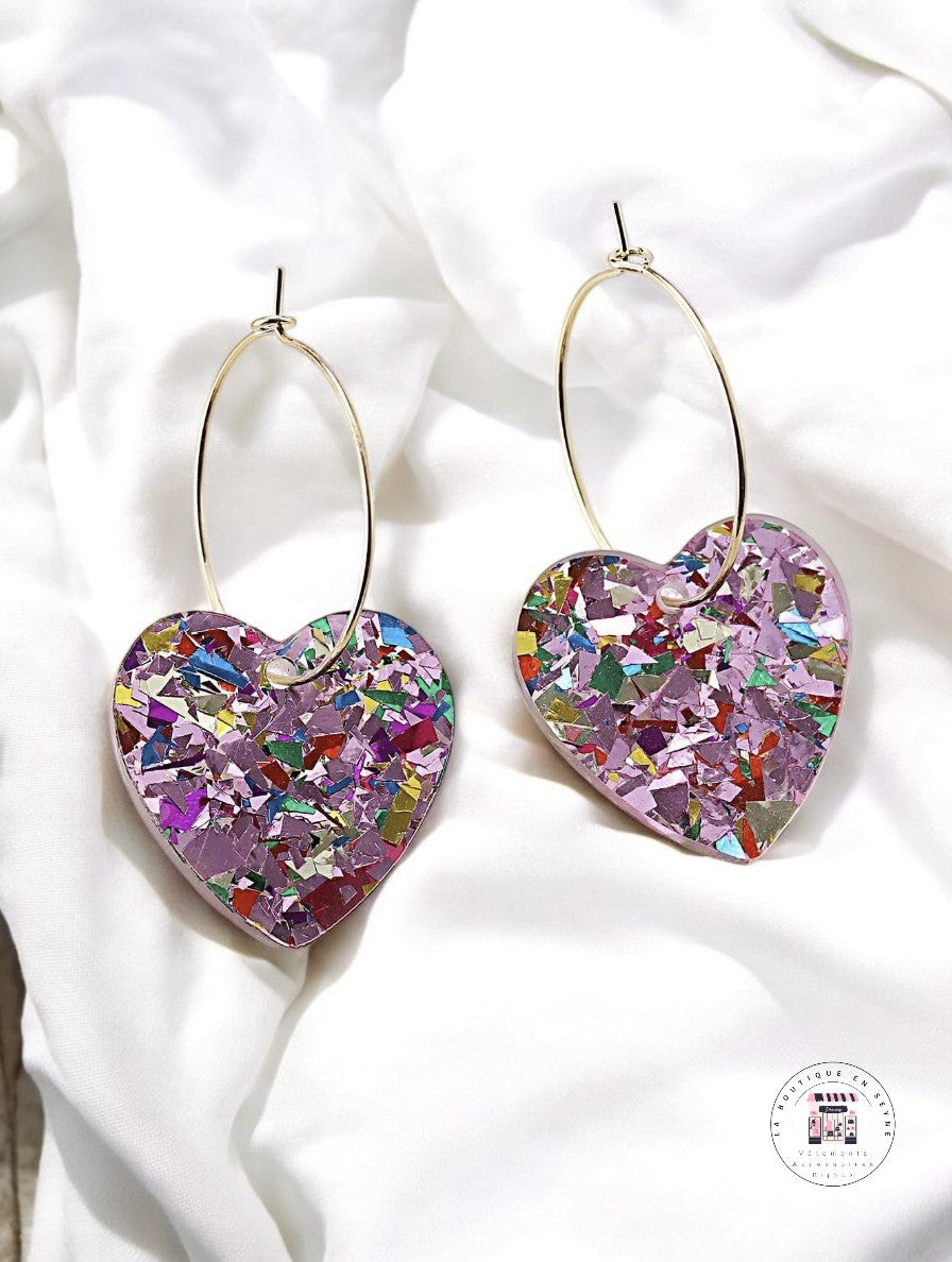 Boucles d’oreilles créoles cœur dorées 3 POUR 10€