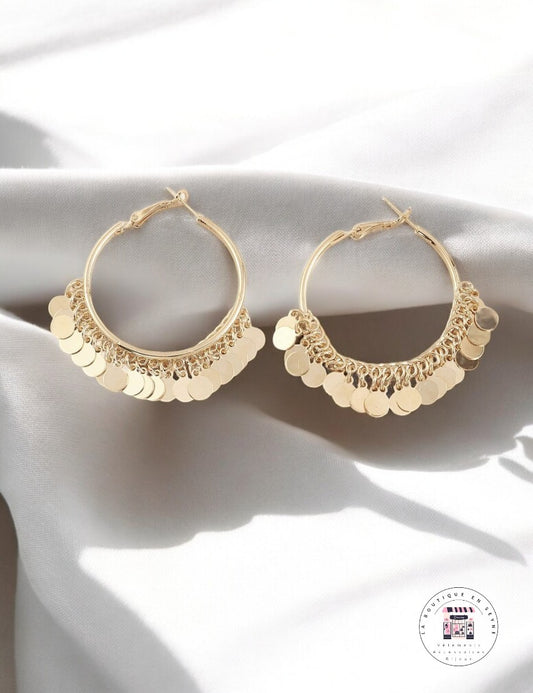 Boucle d’oreille créoles dorées à breloques