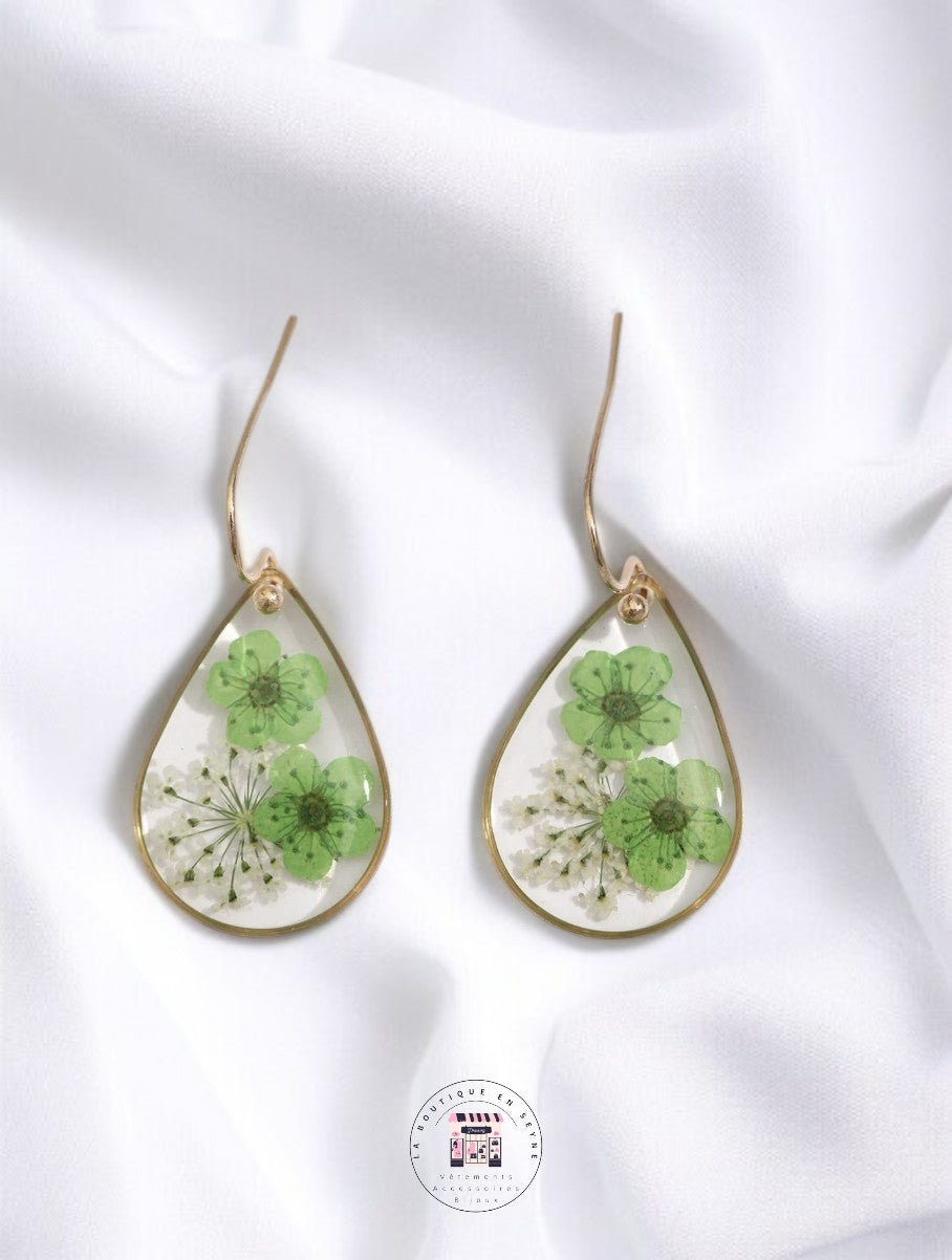 Boucles d’oreilles créoles fleurs séchées