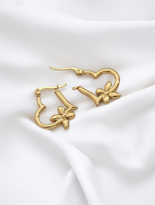 Boucles d’oreilles créoles dorées cœur