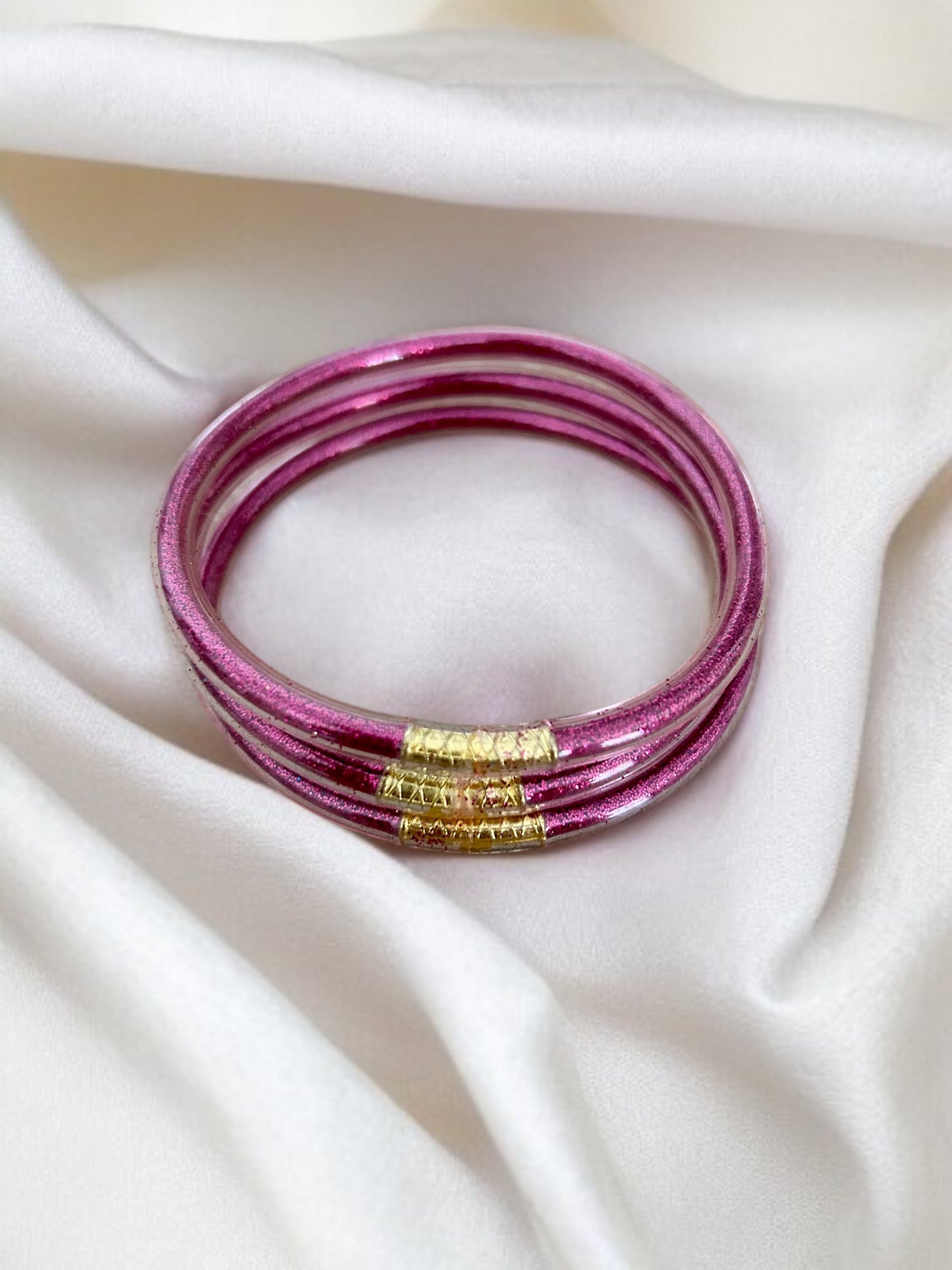 Lot de 3 bracelets silicone pailletés multiclores