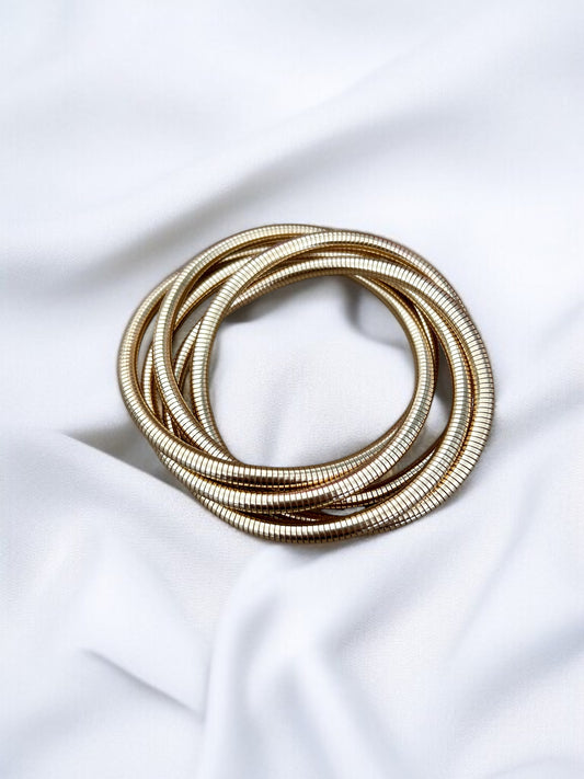 Bracelet élastique jonc doré tressé