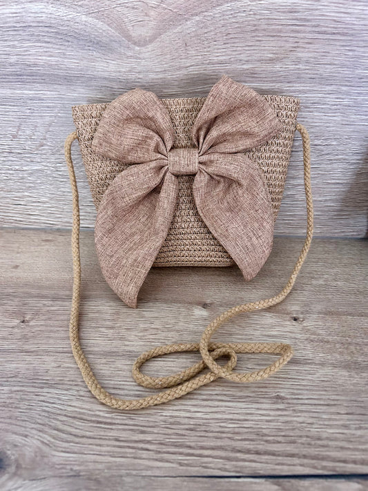 Petit sac bandoulière rotin nœud été
