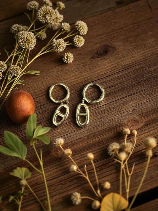 Boucles d'oreilles créoles dorées grain de café