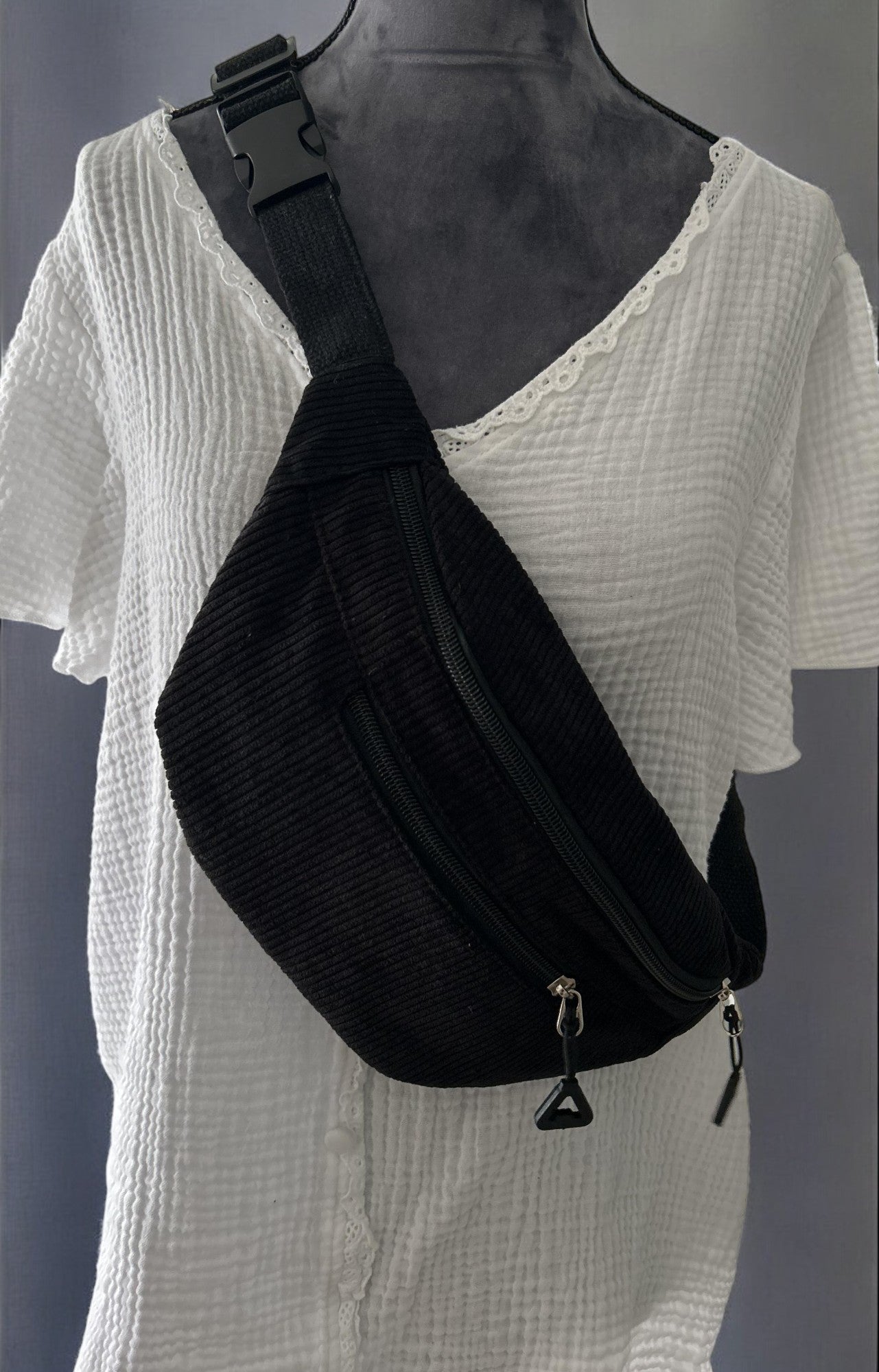 Sac banane velours côtelé femme