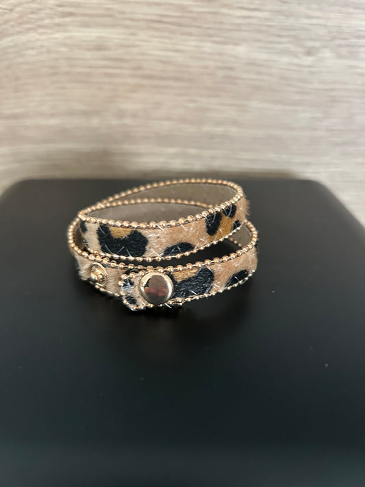 Manchette léopard et dorée double tour effet poil