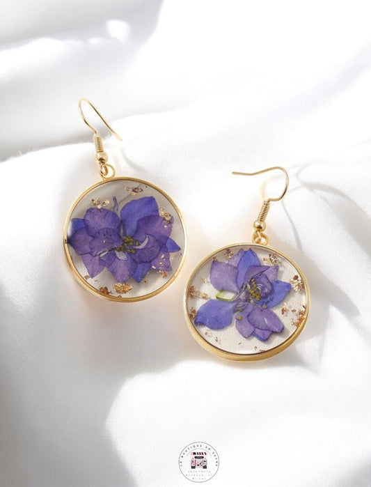 Boucles d’oreilles créoles fleurs séchée