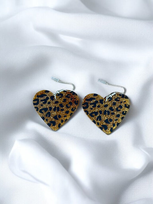 Boucle d’oreille pendantes cœur dorées & argentées