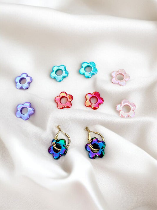 Lot de boucles d’oreilles créoles dorées 10 pampilles fleurs