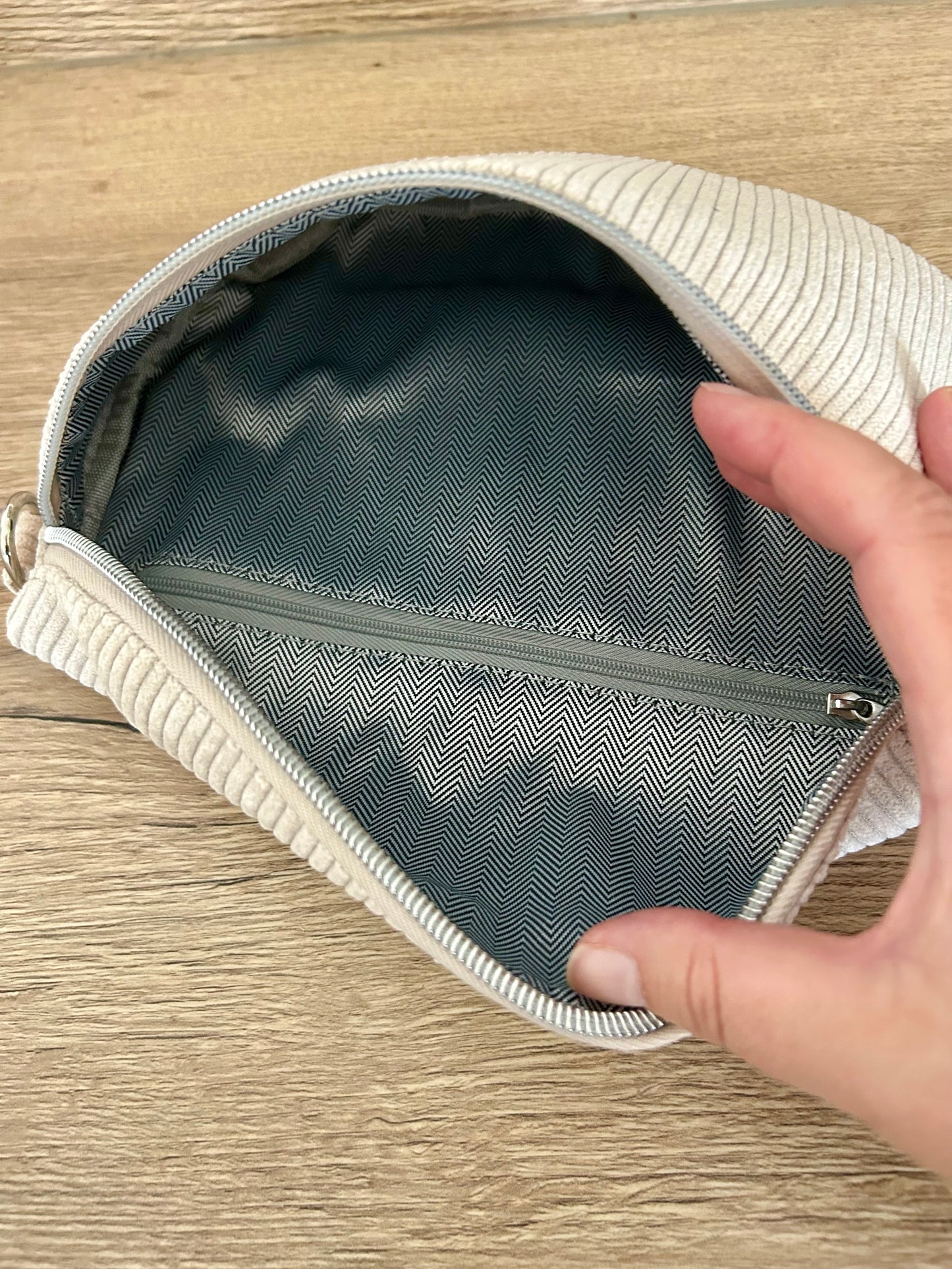 Sac banane velours côtelé femme