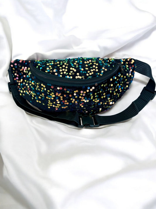 Sac Banane noir ou multicolore sequins femme 