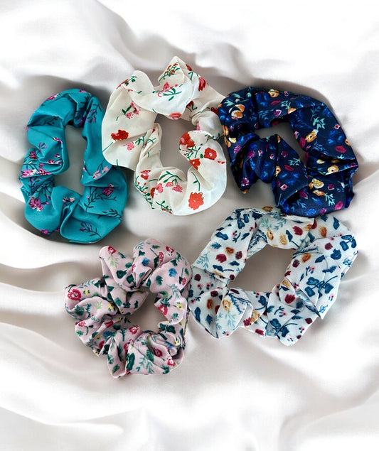 Lot de 5 chouchous fleuris multicolores