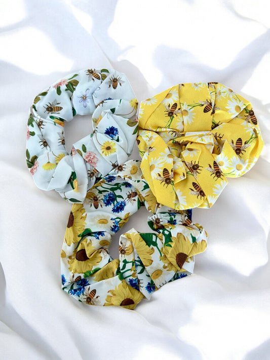 Lot de 3 chouchous jaune et blanc tournesol