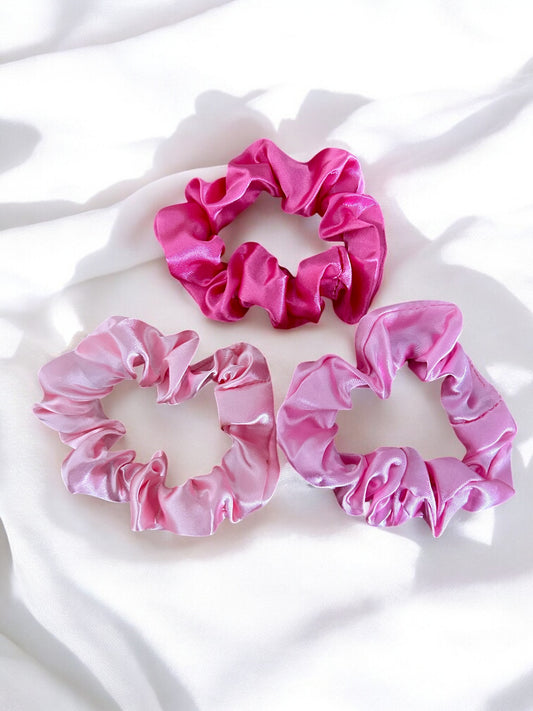 Lot de 3 chouchous rose effet satiné