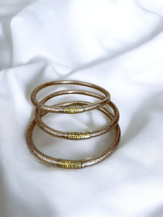 Lot de 3 bracelets silicone pailletés multiclores