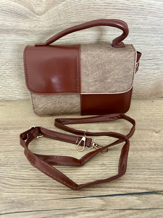 Mini sac bandoulière marron clair et foncé