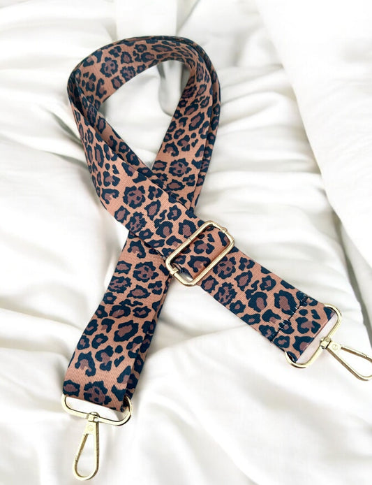 Sangle réglable pour sac bandoulière léopard marron