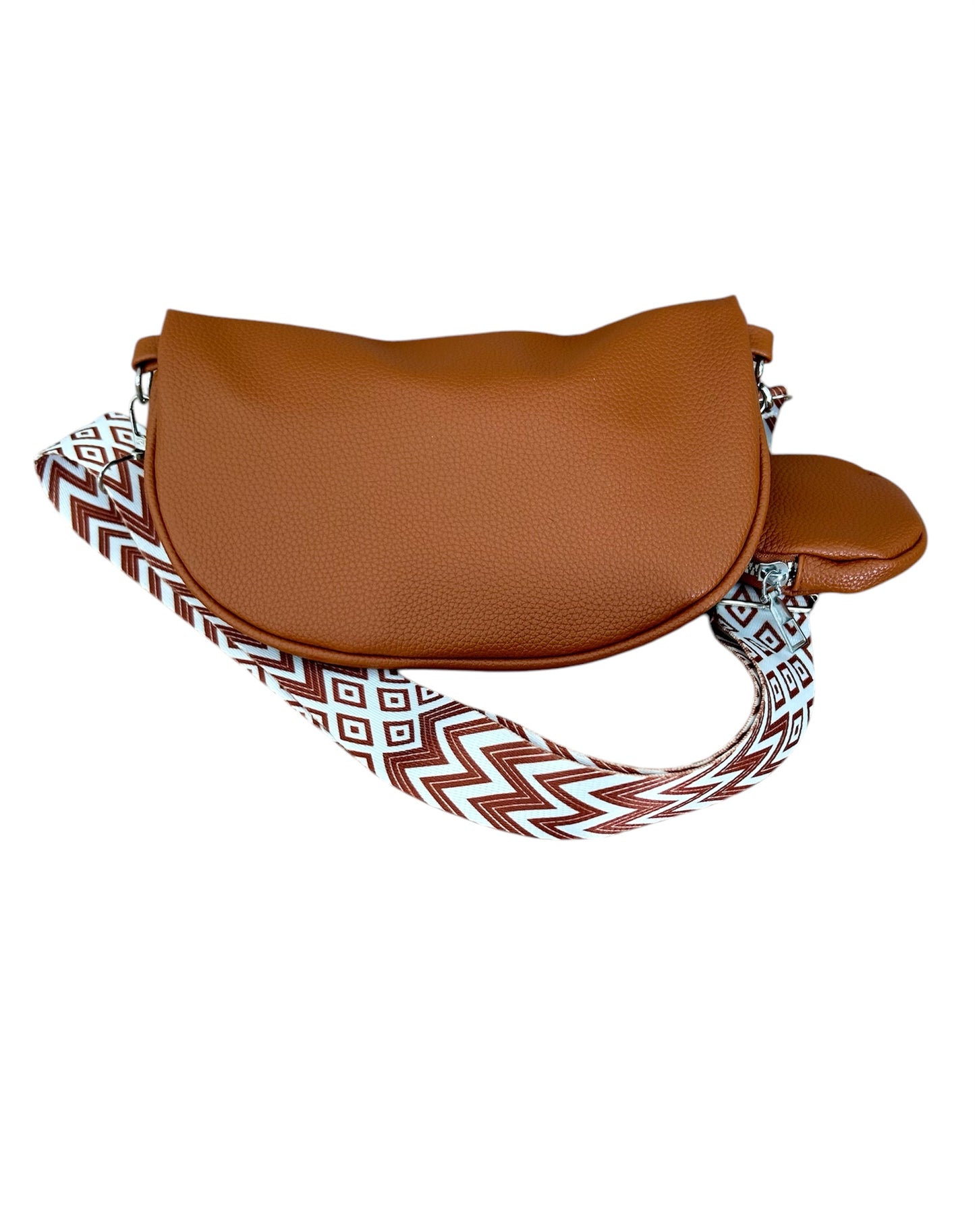 Sac banane bandoulière marron camel avec porte monnaie