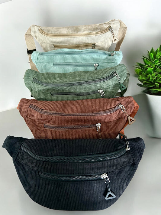 Sac banane velours côtelé femme