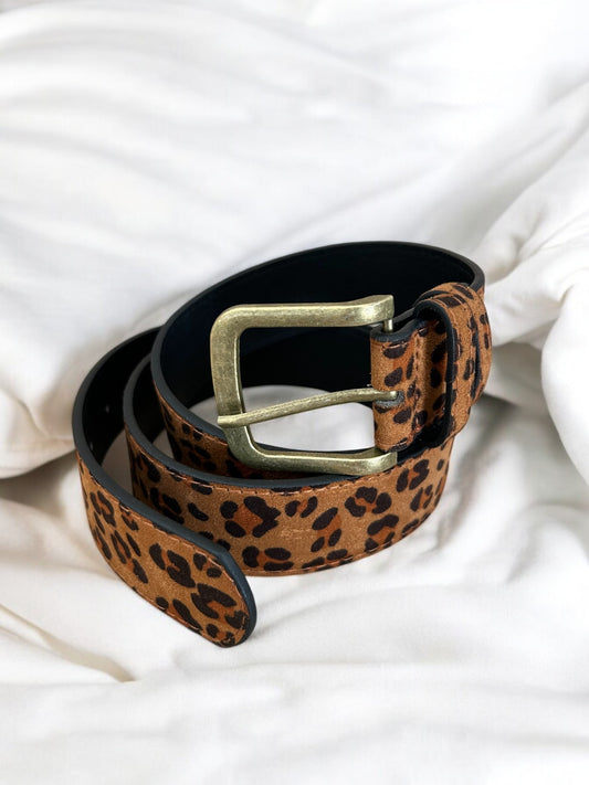 Ceinture léopard marron boucle dorée vintage