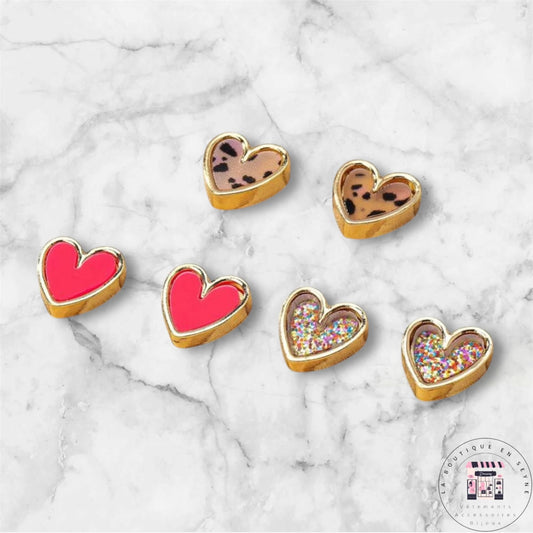 Lot de 3 paires de Boucles d’oreilles dorées cœur