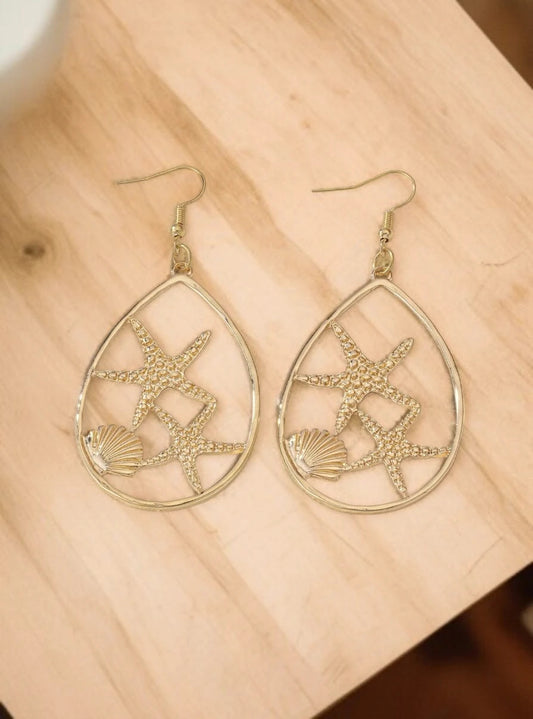 Boucles d'oreilles créoles dorées motif coquillage