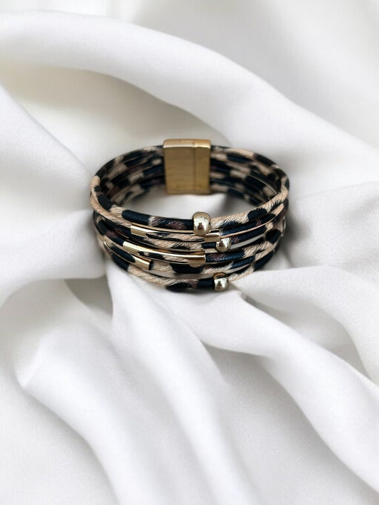 Manchette / jonc léopard et doré