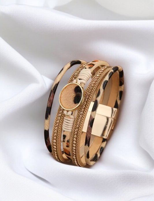 Manchette léopard et doré