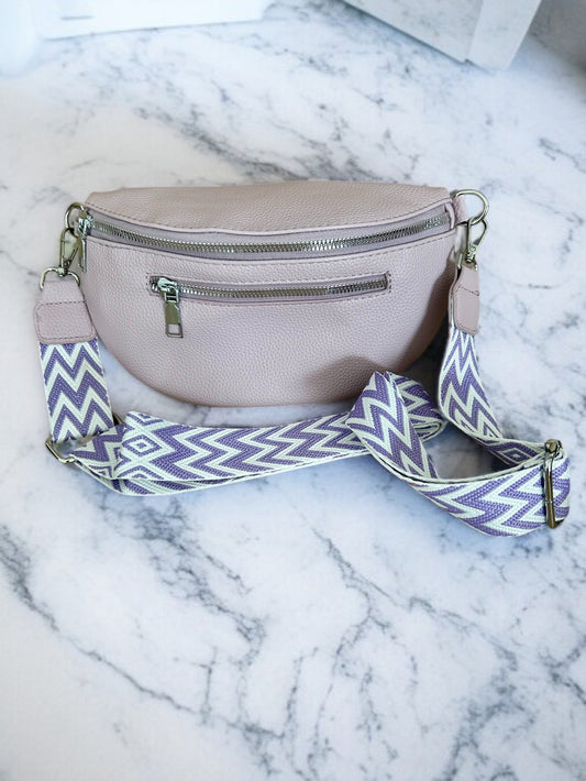 Sac banane bandoulière violet mauve retro vintage