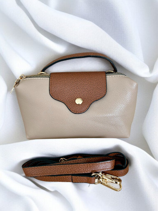 Sac à main mini beige et camel
