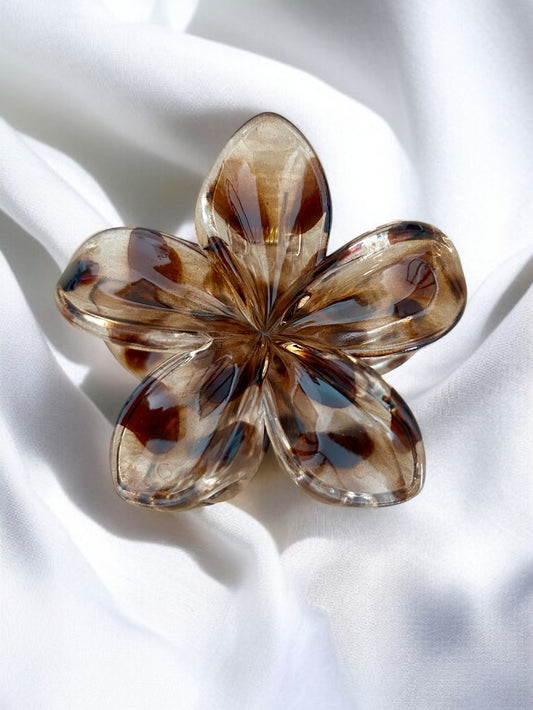 Pince cheveux fleurs léopard / Noir ou Blanc