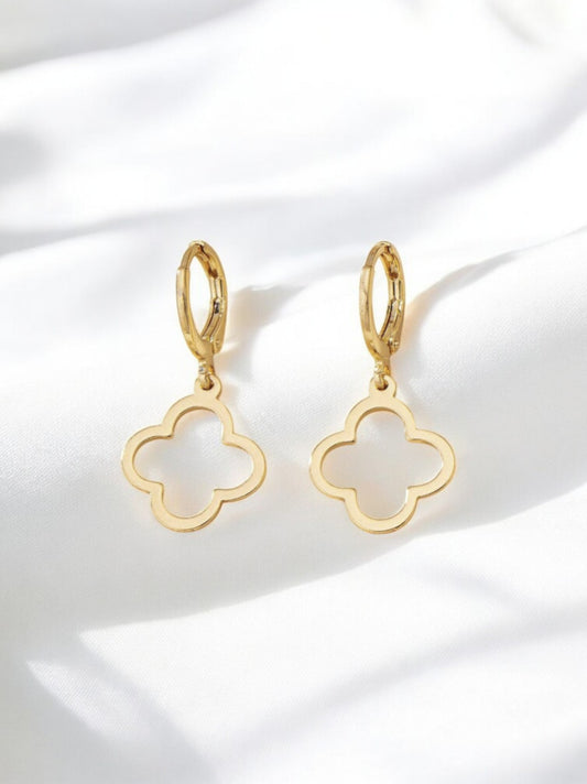 Boucles d’oreilles créoles dorées trèfle