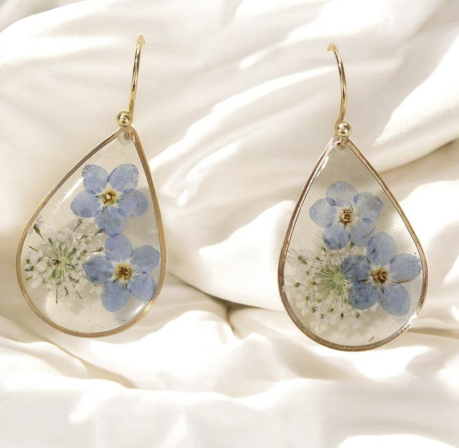 Boucles d’oreilles créoles fleurs séchées