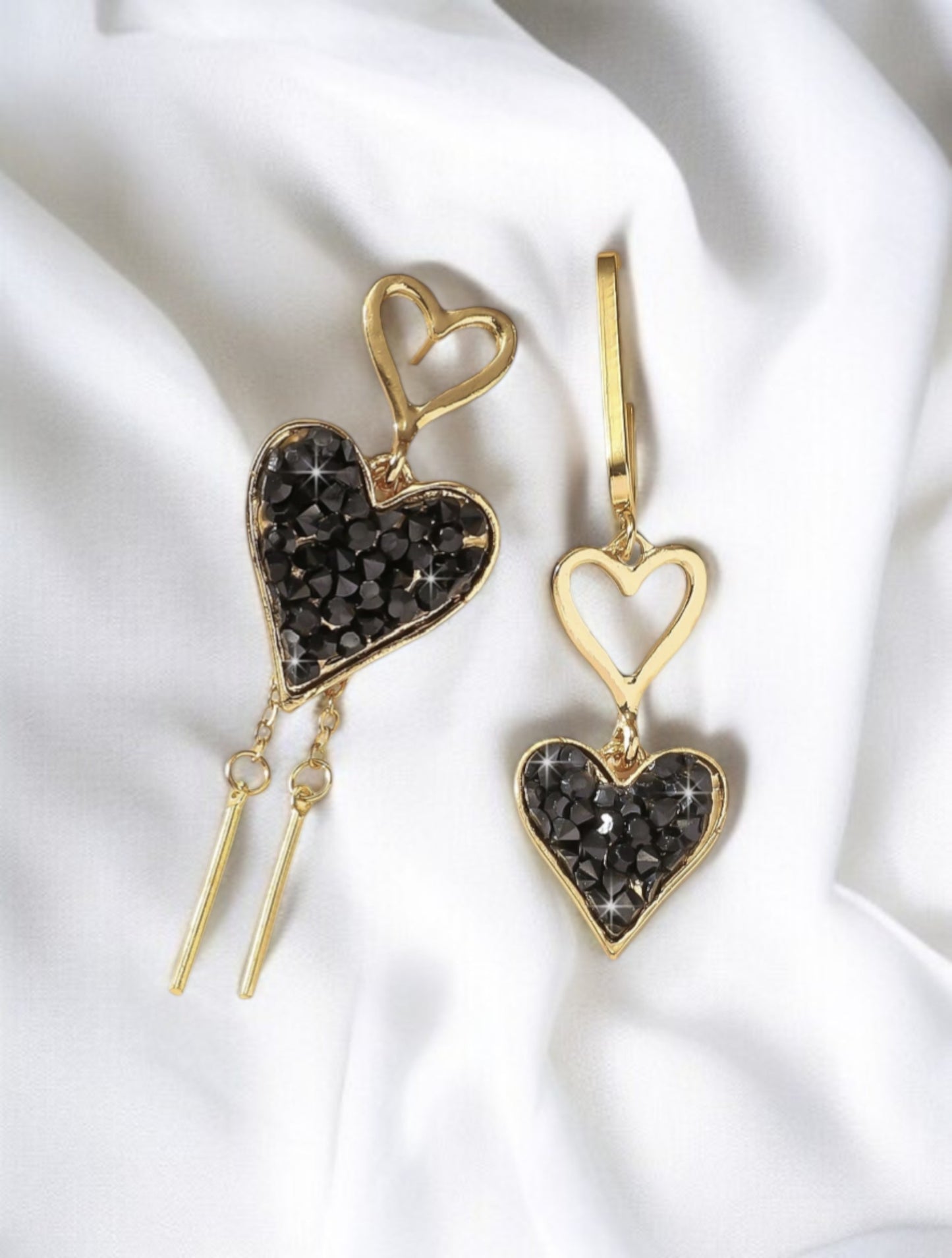 Boucles d’oreilles cœur asymétriques dorées