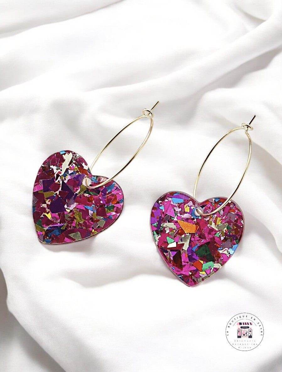 Boucles d’oreilles créoles cœur dorées 3 POUR 10€