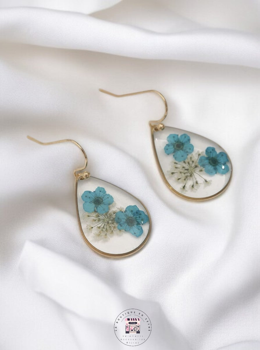 Boucles d’oreilles créoles fleurs séchées