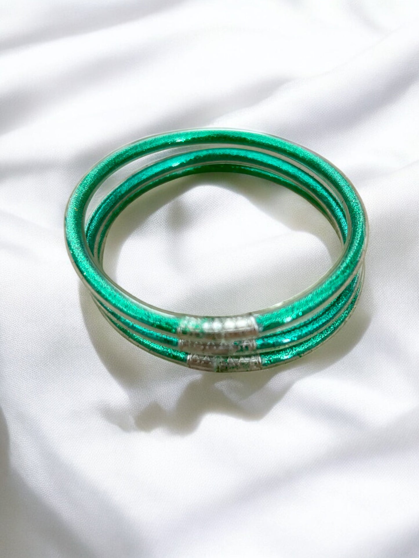 Lot de 3 bracelets silicone pailletés multiclores