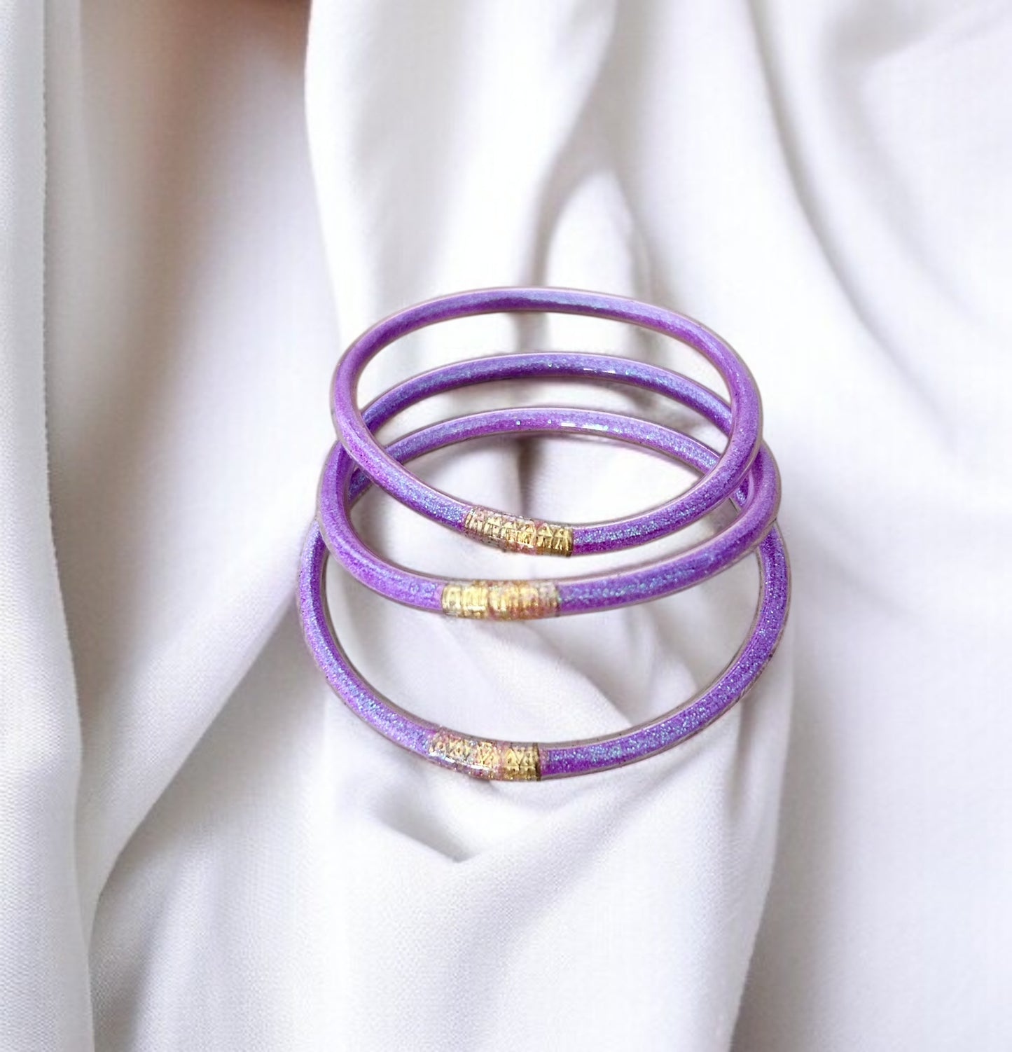 Lot de 3 bracelets silicone pailletés multiclores