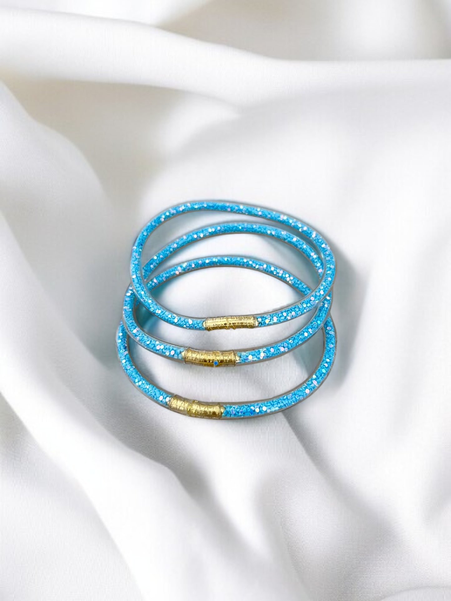 Lot de 3 bracelets silicone pailletés multiclores