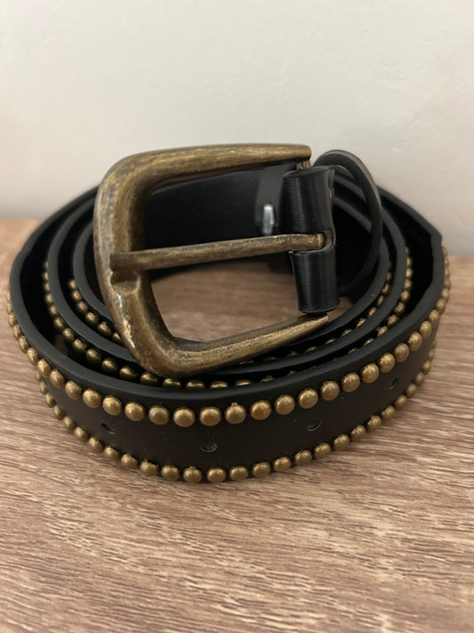 Ceinture noire femme boucle dorée