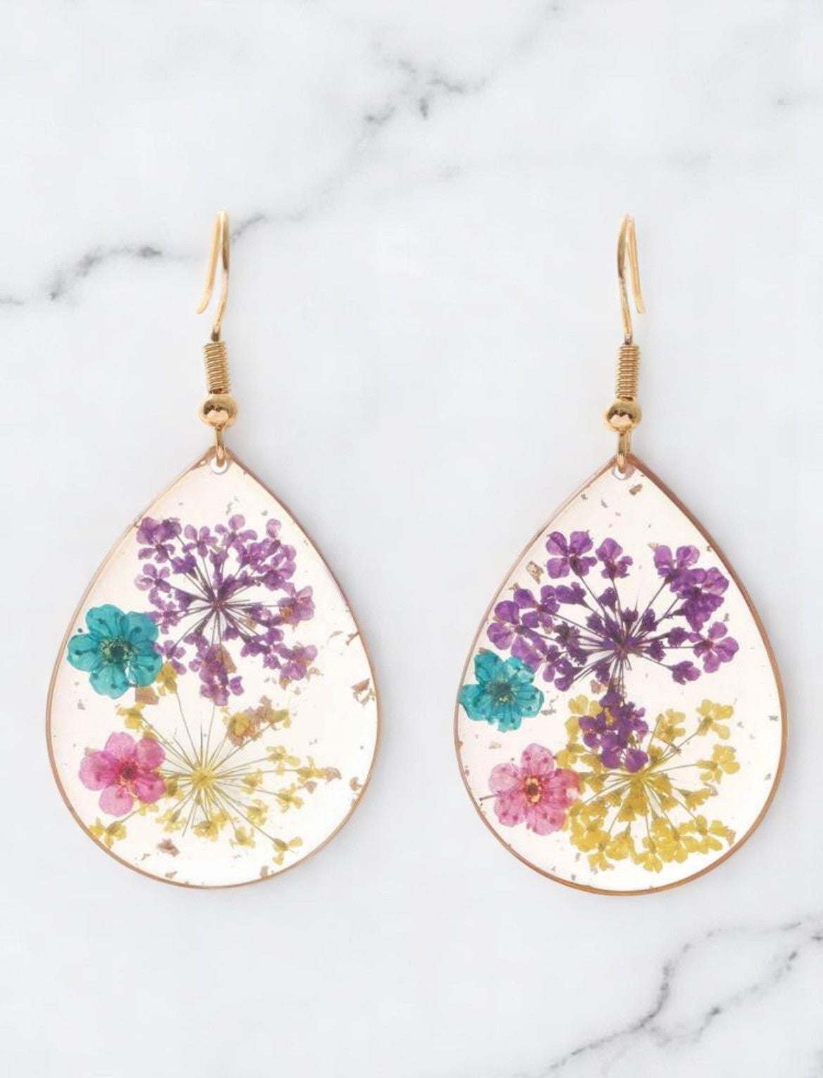 Boucles d’oreilles créoles fleurs séchées