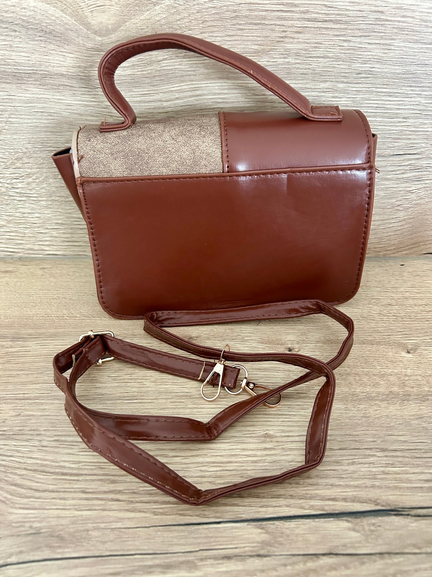 Mini sac bandoulière marron clair et foncé