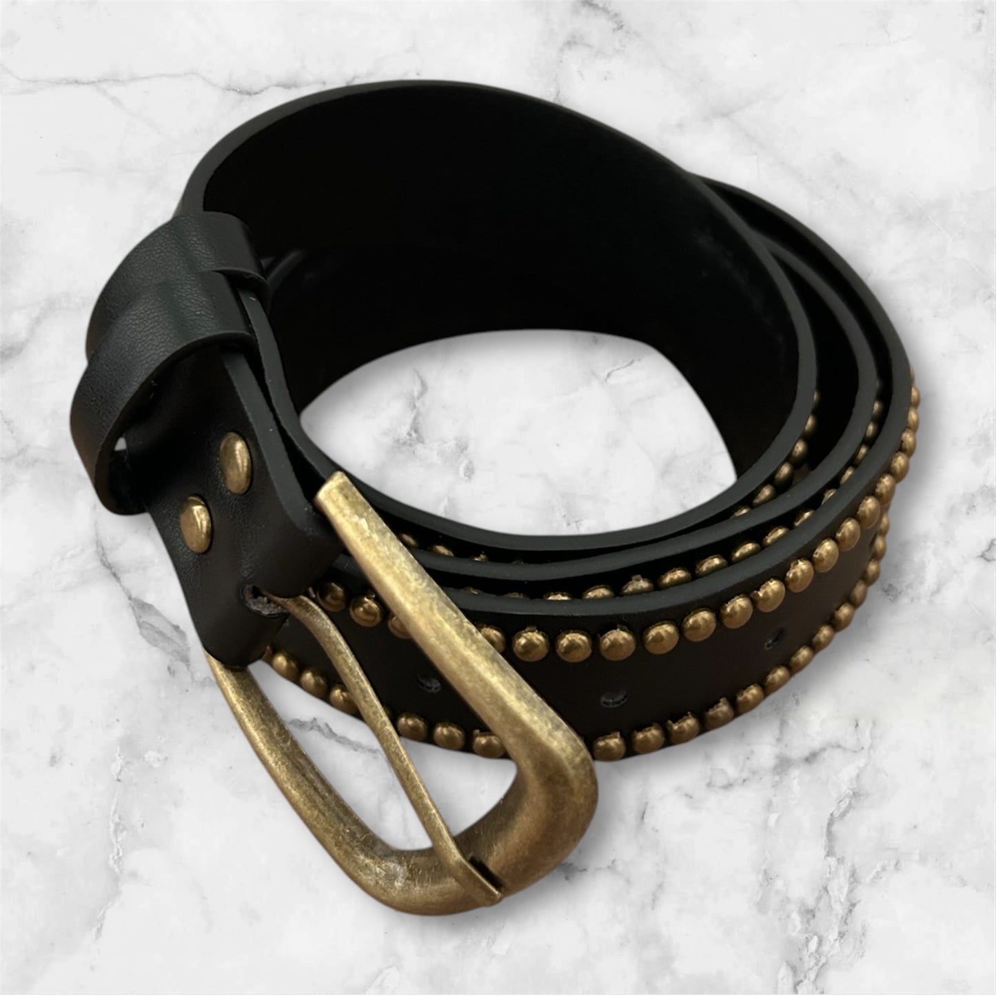 Ceinture noire femme boucle dorée standard ou XL