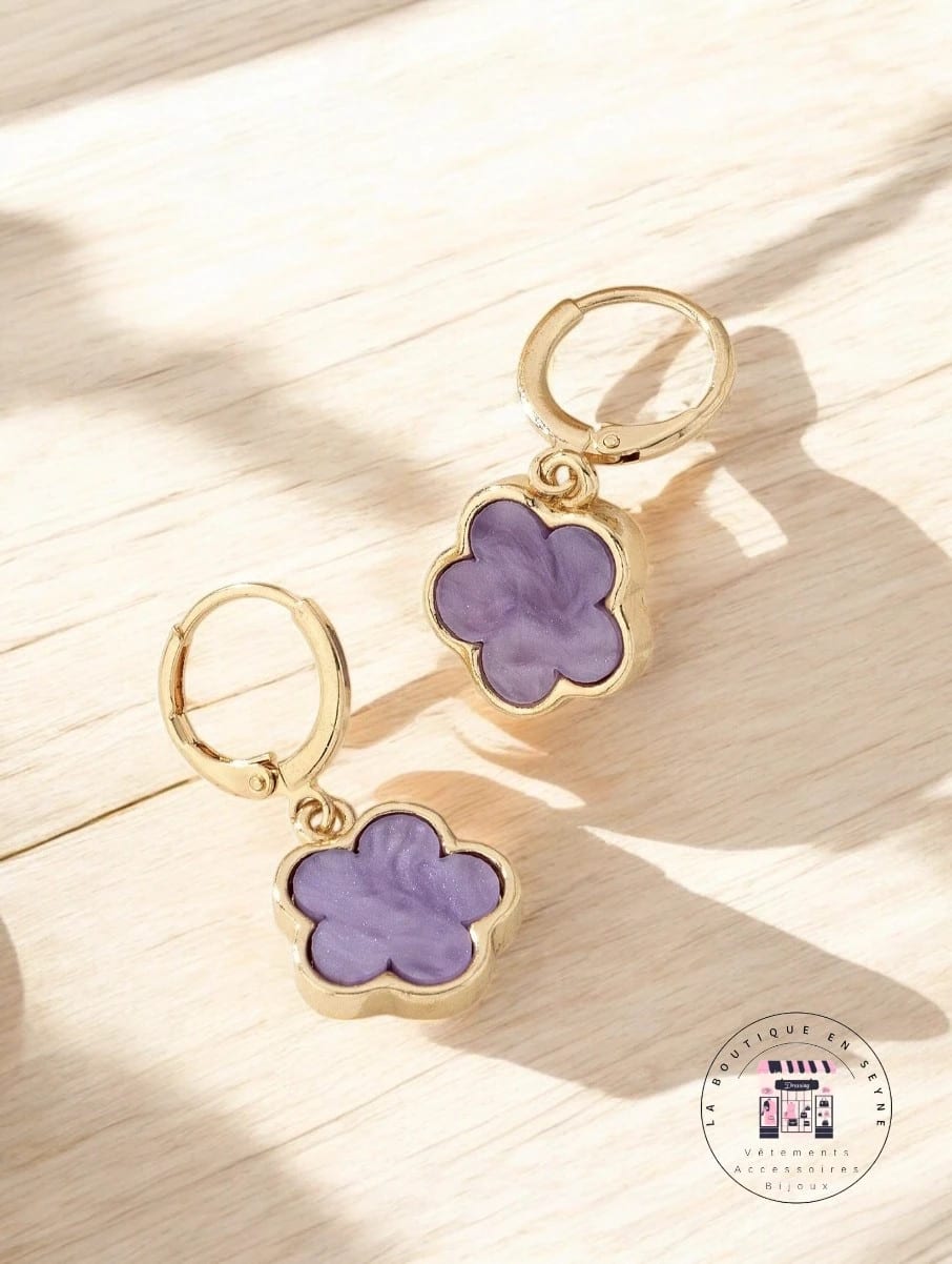 Boucles d’oreilles créoles dorées fleurs