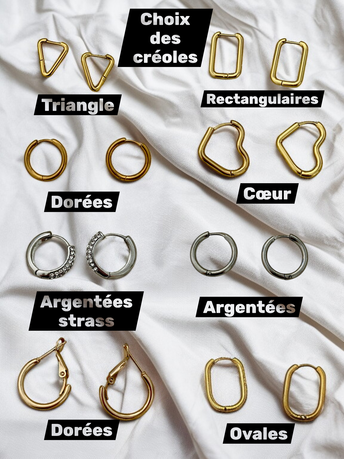 Personnalise ta paire de boucles d'oreilles créoles et pampilles fleurs
