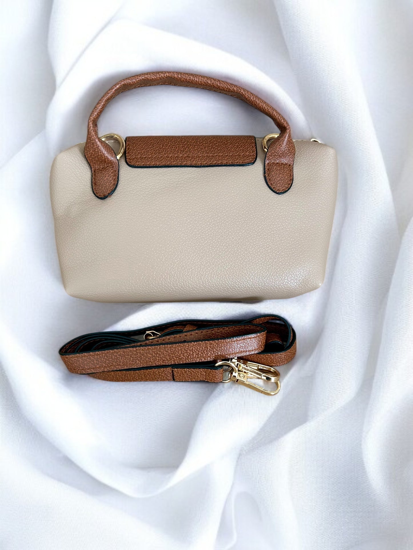 Sac à main mini beige et camel