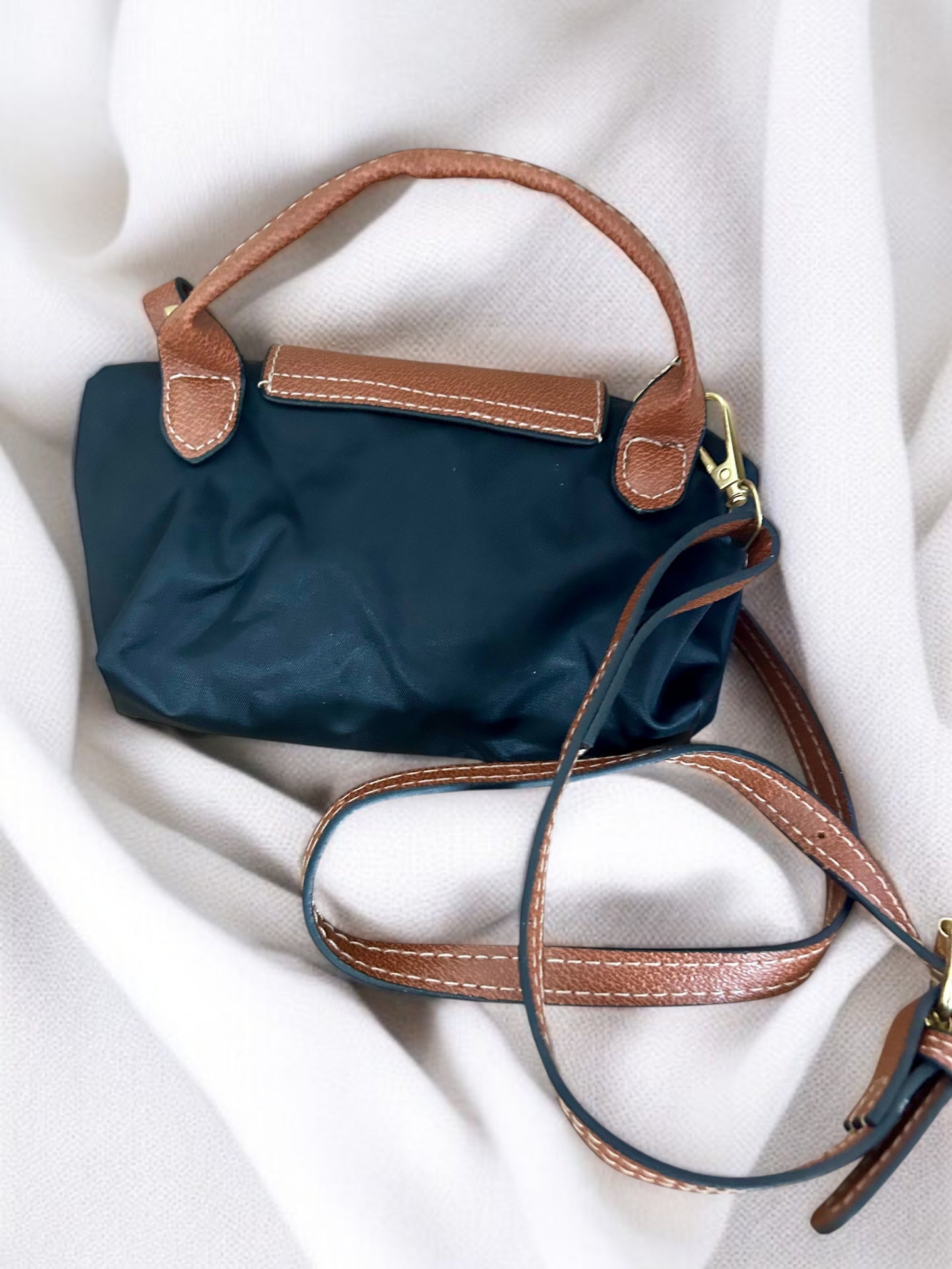 Mini sac bandoulière noir et avec rabat camel